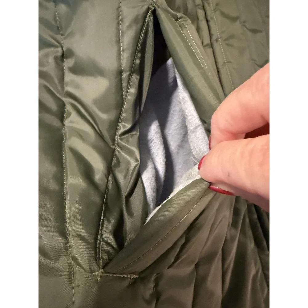 Vintage 70s Sears Coat Mens LT Green Nylon Puffer Work Insulated Workwear Hood
